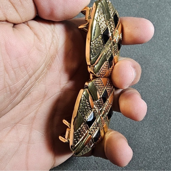 Vintage Douglass Paquette Double Square Gold Tone Jeweld Ornate Belt Buckle - Picture 7 of 12